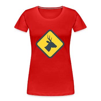 Attention cerf - T-shirt bio Premium Femme - rouge - Devant - Mia (176cm)