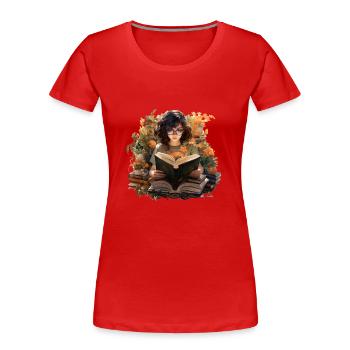 book lovers - Women's Premium Organic T-Shirt - red - Front - Mia (176cm)