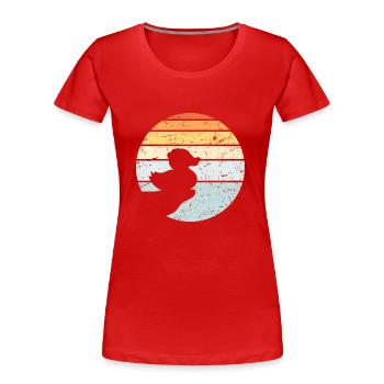 Gummi Quietscheente Bad Ente Klippe Sonne Mond - Frauen Premium Bio T-Shirt - Rot - Vorne - Mia (176cm)