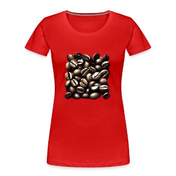 Café cadeau Grain de café Tasse de café Caféine - T-shirt bio Premium Femme - rouge - Devant - Mia (176cm)