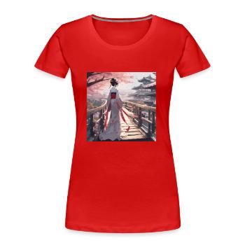 Geisha - Women's Premium Organic T-Shirt - red - Front - Mia (176cm)