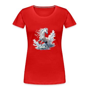 das weiße Pferd - Frauen Premium Bio T-Shirt - Rot - Vorne - Mia (176cm)
