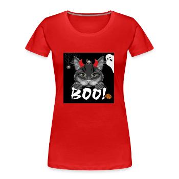 Design festif avec un chat noir pour Halloween - T-shirt bio Premium Femme - rouge - Devant - Mia (176cm)