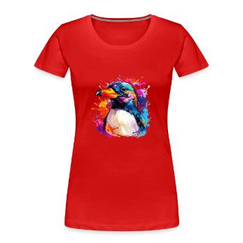 colorful penguin - Women's Premium Organic T-Shirt - red - Front - Mia (176cm)