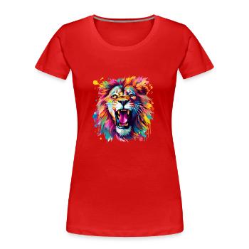 rugissement coloré - T-shirt bio Premium Femme - rouge - Devant - Mia (176cm)