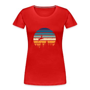 Cerf rétro - T-shirt bio Premium Femme - rouge - Devant - Mia (176cm)