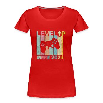 Homme Papa 2024 Futurs Parents Level Up Joueur - T-shirt bio Premium Femme - rouge - Devant - Mia (176cm)