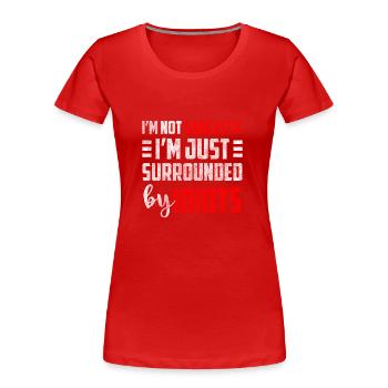 Black Humor Party WItz - Women's Premium Organic T-Shirt - red - Front - Mia (176cm)