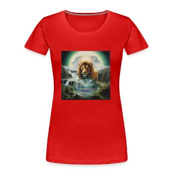 Wahrsagerei des Löwen - Frauen Premium Bio T-Shirt - Rot - Vorne - Mia (176cm)