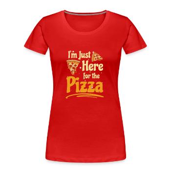 Fast food pizza lover humor pizza slice - Women's Premium Organic T-Shirt - red - Front - Mia (176cm)