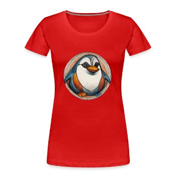Pinguin - Frauen Premium Bio T-Shirt - Rot - Vorne - Mia (176cm)
