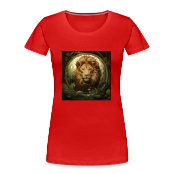Lion glass piece in herbs - Women's Premium Organic T-Shirt - red - Front - Mia (176cm)