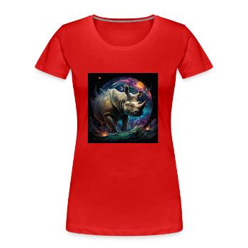 Cosmic Rhino - Women's Premium Organic T-Shirt - red - Front - Mia (176cm)