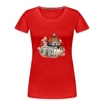 Florenz, ein Fenster zur Vergangenheit - Frauen Premium Bio T-Shirt - Rot - Vorne - Mia (176cm)