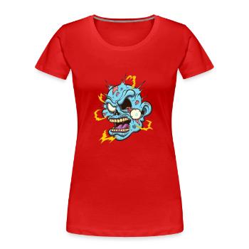 Tête de zombie électrocutée - T-shirt bio Premium Femme - rouge - Devant - Mia (176cm)