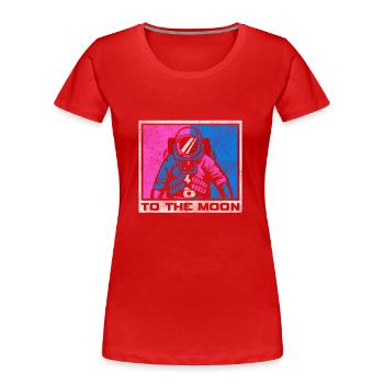 Weltraum Planet Schwerelos Raumfahrer - Frauen Premium Bio T-Shirt - Rot - Vorne - Mia (176cm)