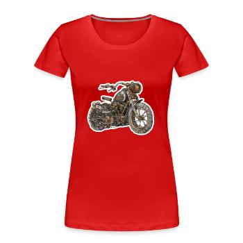 Motorcycle / Moped / Steampunk / Bike / Machine - Women's Premium Organic T-Shirt - red - Front - Mia (176cm)