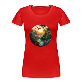 Une ville en Amazonie - T-shirt bio Premium Femme - rouge - Devant - Mia (176cm)
