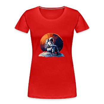 Gestrandeter Astronaut - Frauen Premium Bio T-Shirt - Rot - Vorne - Mia (176cm)