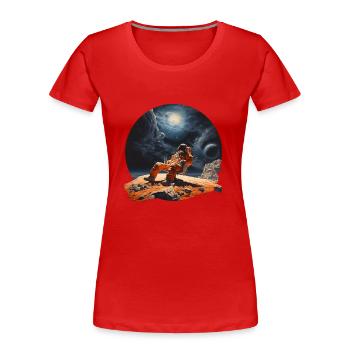 Un Cosmonaute en Vacances - T-shirt bio Premium Femme - rouge - Devant - Mia (176cm)