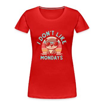 Cadeau Drôle 'I Don't Like Monday', Marmotte - T-shirt bio Premium Femme - rouge - Devant - Mia (176cm)
