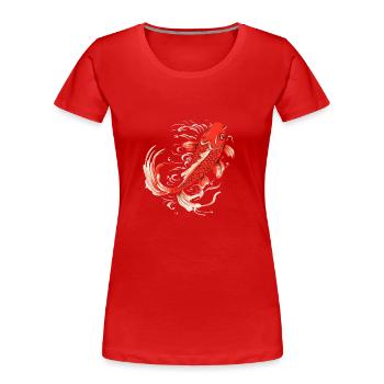 Single Koifisch a hâte de vous voir - T-shirt bio Premium Femme - rouge - Devant - Mia (176cm)