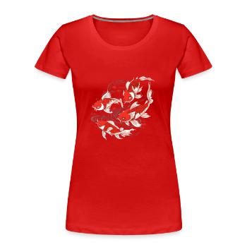 Un banc de poissons koï japonais - T-shirt bio Premium Femme - rouge - Devant - Mia (176cm)