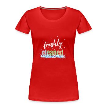 freshly cleaned - Frauen Premium Bio T-Shirt - Rot - Vorne - Mia (176cm)