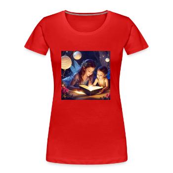 Storytime - Women's Premium Organic T-Shirt - red - Front - Mia (176cm)