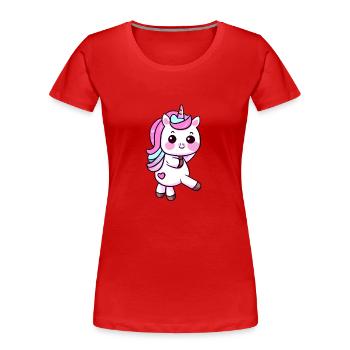 Einhorn Fabeltier Unicorn Mädchen Einhörner - Frauen Premium Bio T-Shirt - Rot - Vorne - Mia (176cm)