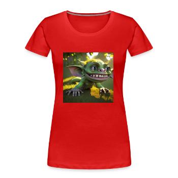 Funny green goblin - Women's Premium Organic T-Shirt - red - Front - Mia (176cm)