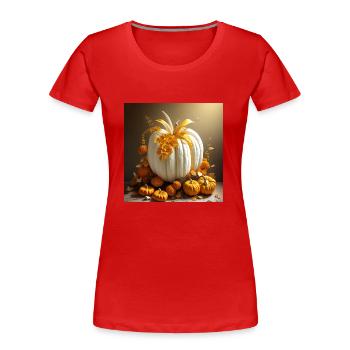 Halloween Pumpkin Arrangement - Women's Premium Organic T-Shirt - red - Front - Mia (176cm)