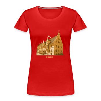 Celle Altes Rathaus Niedersachsen - Frauen Premium Bio T-Shirt - Rot - Vorne - Mia (176cm)