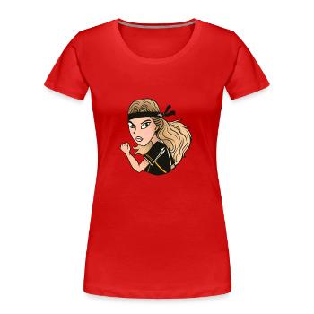 Kung Fu Karate Mädchen in schwarzem Gewand - Frauen Premium Bio T-Shirt - Rot - Vorne - Mia (176cm)