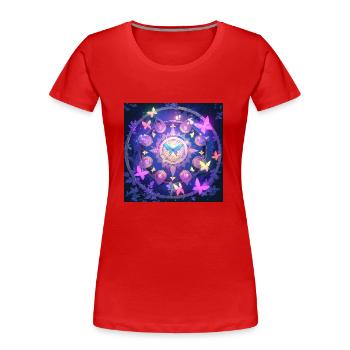 The Butterfly Entrance - Women's Premium Organic T-Shirt - red - Front - Mia (176cm)