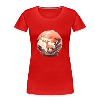 The Autumn Deer - Snow Globe Version - Women's Premium Organic T-Shirt - red - Front - Mia (176cm)