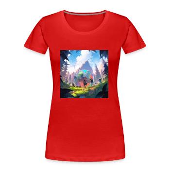 The Portal to a New World - Women's Premium Organic T-Shirt - red - Front - Mia (176cm)