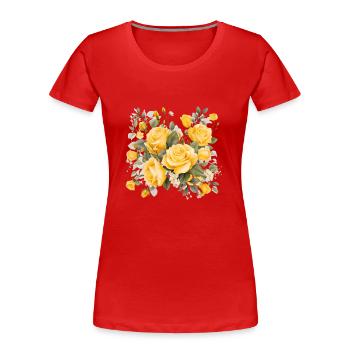Un bouquet de fleurs jaune - T-shirt bio Premium Femme - rouge - Devant - Mia (176cm)