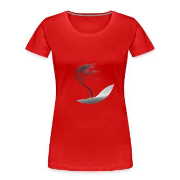 Un petit arbre dans la grande tempête - T-shirt bio Premium Femme - rouge - Devant - Mia (176cm)