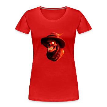 Skull Fear Black Magic Satanic Nightmare - Women's Premium Organic T-Shirt - red - Front - Mia (176cm)