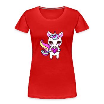 Einhorn Fabeltier Mädchen Einhörner Unicorn - Frauen Premium Bio T-Shirt - Rot - Vorne - Mia (176cm)
