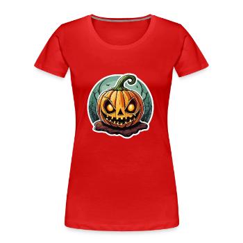 Sinister Jack o' Lantern Pumpkin - Women's Premium Organic T-Shirt - red - Front - Mia (176cm)