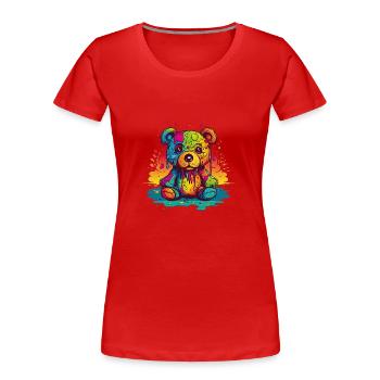 Charmant Rainbow Teddy - T-shirt bio Premium Femme - rouge - Devant - Mia (176cm)
