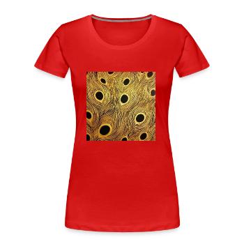 Plume de paon - T-shirt bio Premium Femme - rouge - Devant - Mia (176cm)