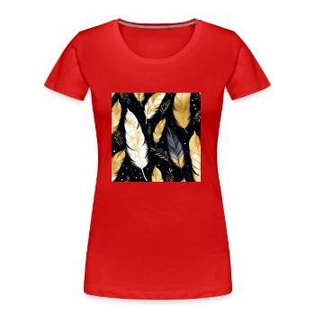 Plumes Bohème - T-shirt bio Premium Femme - rouge - Devant - Mia (176cm)