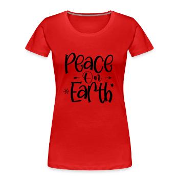 Peace On Earth - Frauen Premium Bio T-Shirt - Rot - Vorne - Mia (176cm)