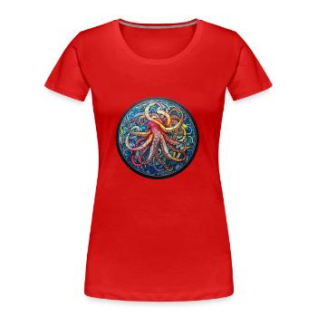 Octopus Kraken - Frauen Premium Bio T-Shirt - Rot - Vorne - Mia (176cm)