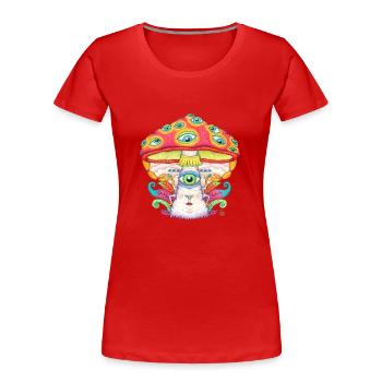 Faites confiance à l’univers, champignon, champignon - T-shirt bio Premium Femme - rouge - Devant - Mia (176cm)