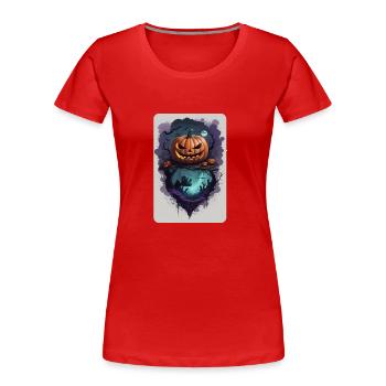 Kürbis Angst gruselig grausam dunkel - Frauen Premium Bio T-Shirt - Rot - Vorne - Mia (176cm)