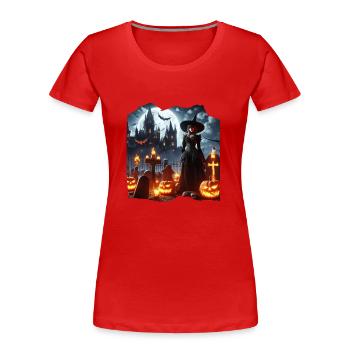 Hexenfriedhof Kürbisse - Frauen Premium Bio T-Shirt - Rot - Vorne - Mia (176cm)
